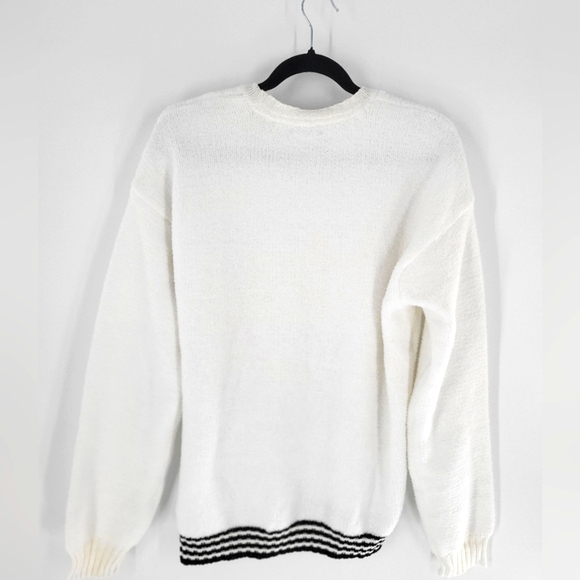 ATM Anthony Thomas Melillo Chenille Crew Neck Sweater M WHITE BLACK New - Picture 6 of 6